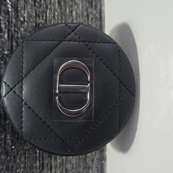 NIB Christian Dior Compact Mirror Black Leather Top with Silver CD Logo - Picture 1 of 6